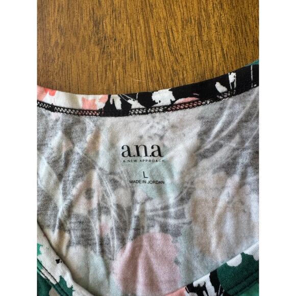 Ana Floral Sleeveless V-Neck Top Black Multi Color Size L - Picture 4 of 8